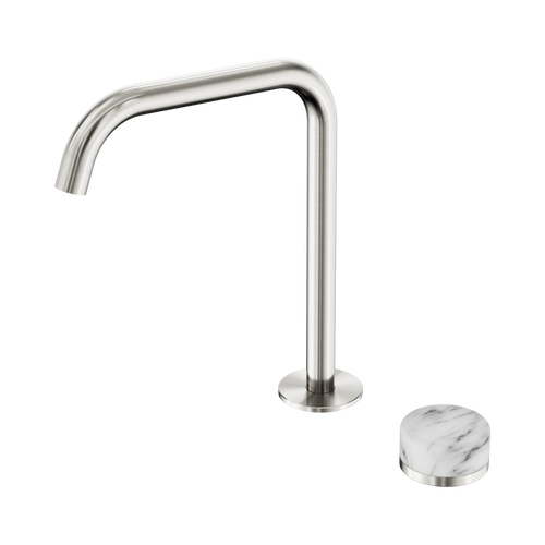 Serenity Progressive Bath or Kitchen Mixer Edge Spout with Arabescato Corchia Handle Brushed Nickel [308552]