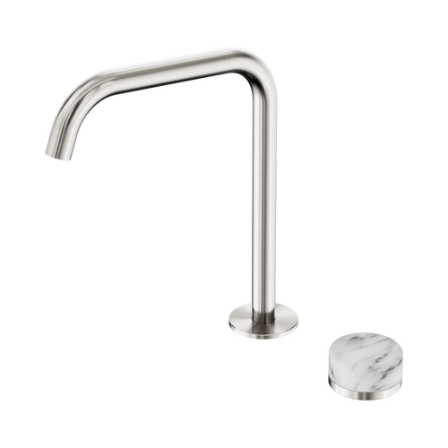 Serenity Progressive Bath or Kitchen Mixer Edge Spout with Arabescato Corchia Handle Brushed Nickel [308552]
