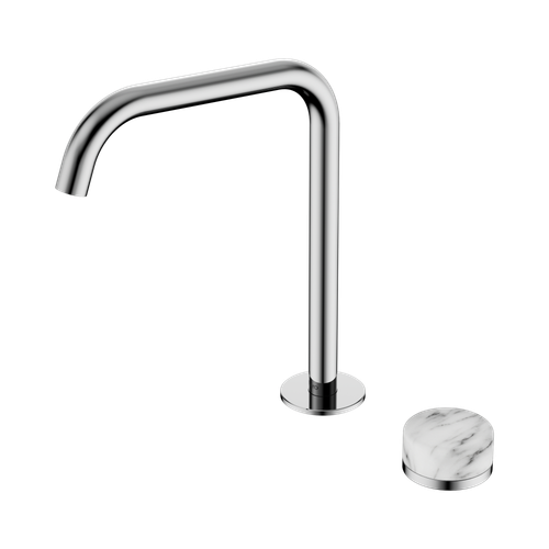 Serenity Progressive Bath or Kitchen Mixer Edge Spout with Arabescato Corchia Handle Chrome [308783]