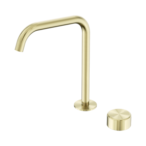 Serenity Progressive Bath or Kitchen Mixer Edge Spout with Metal Handle Brushed Gold [308816]