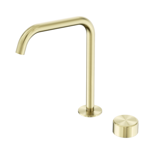 Serenity Progressive Bath or Kitchen Mixer Edge Spout with Metal Handle Brushed Gold [308816]