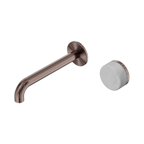Serenity Progressive Wall Basin Mixer 185mm Spout with Carrara Handle Brushed Bronze [308653]