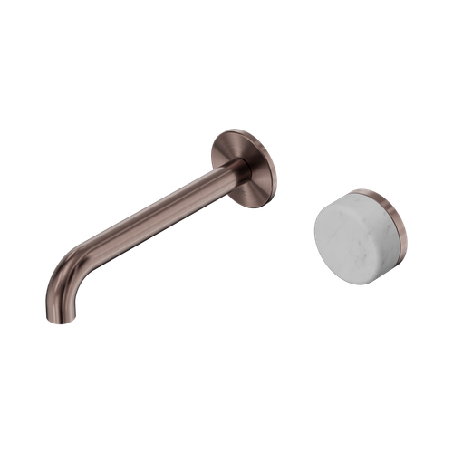 Serenity Progressive Wall Basin Mixer 185mm Spout with Carrara Handle Brushed Bronze [308653]
