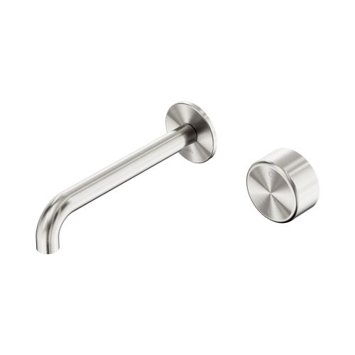 Serenity Progressive Wall Basin Mixer 185mm Spout with Metal Handle Brushed Nickel [308619]
