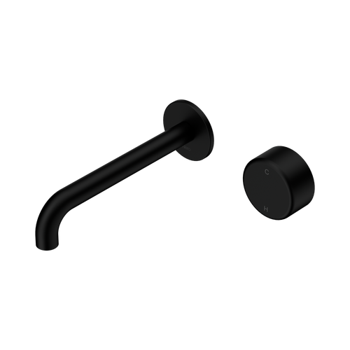 Serenity Progressive Wall Basin Mixer 185mm Spout with Metal Handle Matte Black [308636]