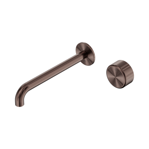 Serenity Progressive Wall Basin Mixer 220mm Spout with Metal Handle Brushed Bronze [308639]