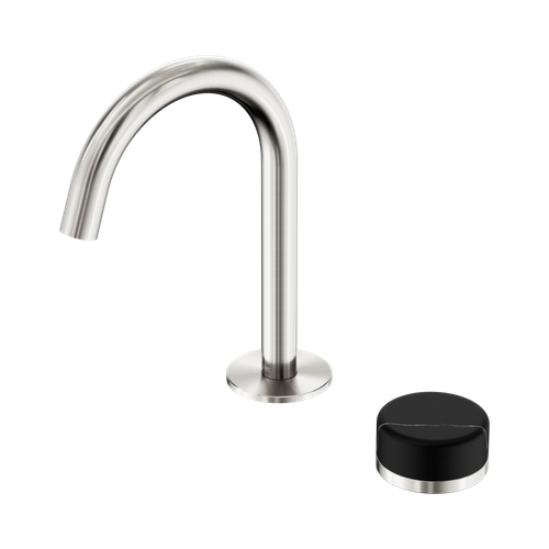 Serenity Progressive Basin Mixer Arc Spout with Marquina Black Handle Brushed Nickel [308796]