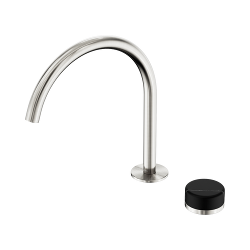 Serenity Progressive Bath or Kitchen Mixer Arc Spout with Marquina Black Handle Brushed Nickel [308702]