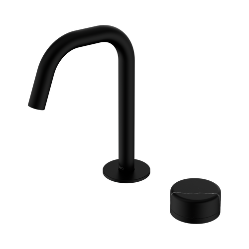 Serenity Progressive Basin Mixer Edge Spout with Marquina Black Handle Matte Black [308811]