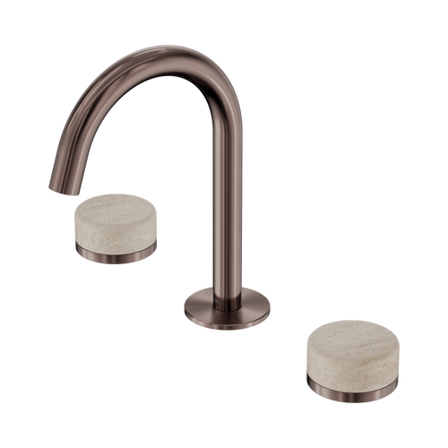 Serenity Basin Set Arc Spout with Rome Travertine Handle Brushed Bronze [309263]