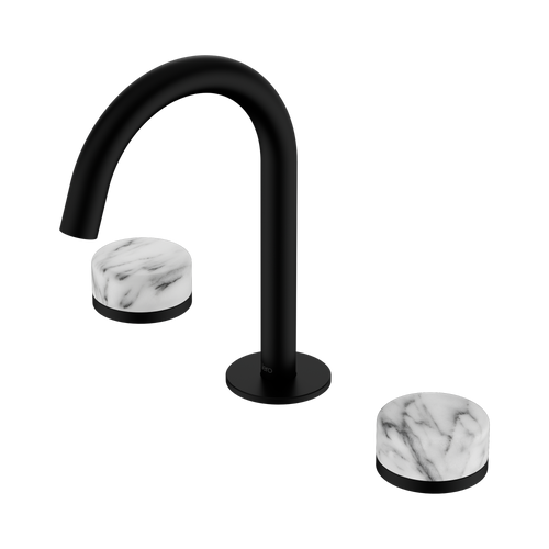 Serenity Basin Set Arc Spout with Arabescato Corchia Handle Matte Black [309181]