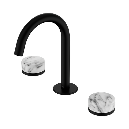 Serenity Basin Set Arc Spout with Arabescato Corchia Handle Matte Black [309181]