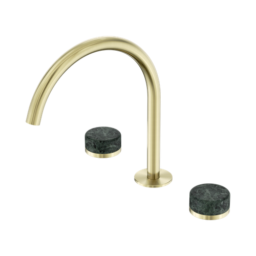 Serenity Bath or Kitchen Set Arc Spout with Verde Alpi Handle Brushed Gold [309080]