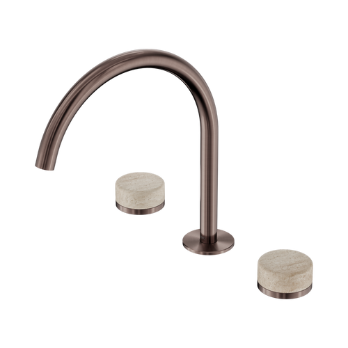 Serenity Bath or Kitchen Set Arc Spout with Rome Travertine Handle Brushed Bronze [308906]