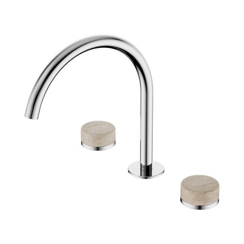 Serenity Bath or Kitchen Set Arc Spout with Rome Travertine Handle Chrome [308857]