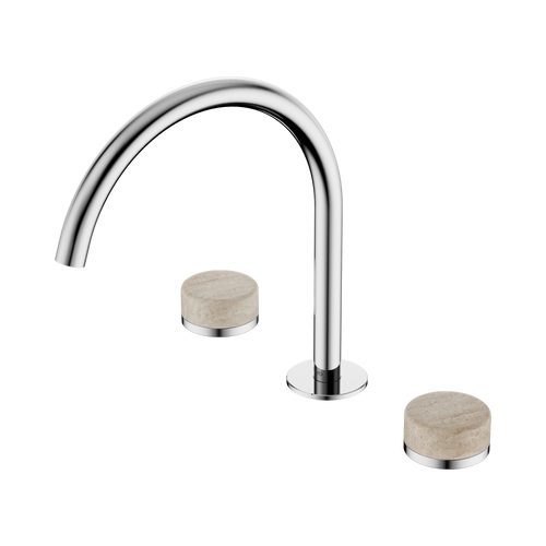 Serenity Bath or Kitchen Set Arc Spout with Rome Travertine Handle Chrome [308857]