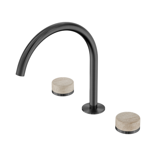 Serenity Bath or Kitchen Set Arc Spout with Rome Travertine Handle Gunmetal [309055]