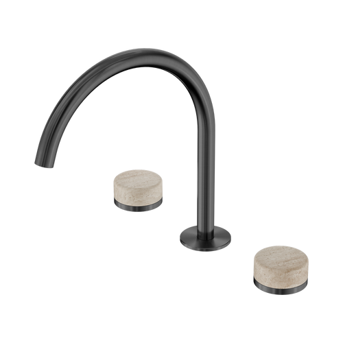 Serenity Bath or Kitchen Set Arc Spout with Rome Travertine Handle Gunmetal [309055]