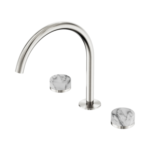 Serenity Bath or Kitchen Set Arc Spout with Arabescato Corchia Handle Brushed Nickel [309276]