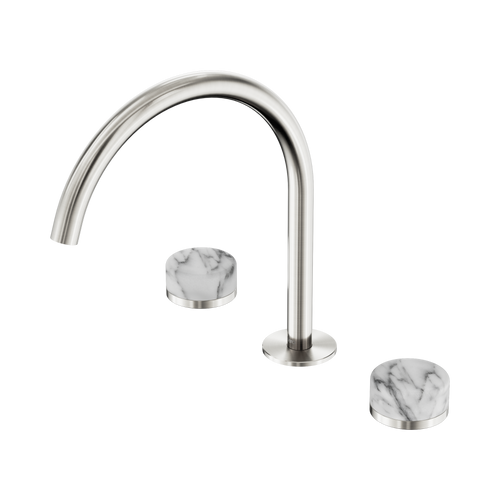 Serenity Bath or Kitchen Set Arc Spout with Arabescato Corchia Handle Brushed Nickel [309276]