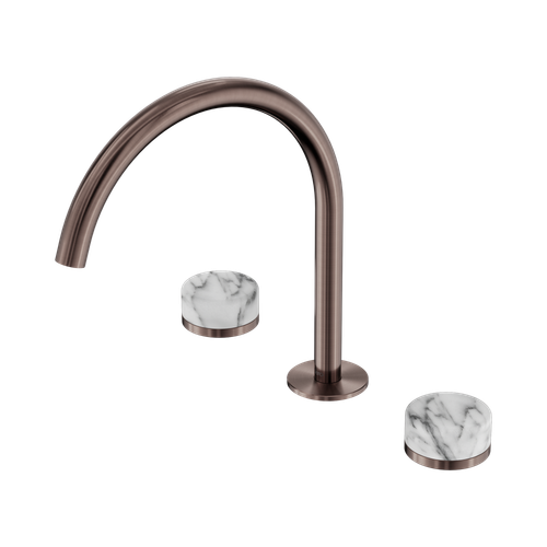 Serenity Bath or Kitchen Set Arc Spout with Arabescato Corchia Handle Brushed Bronze [309255]