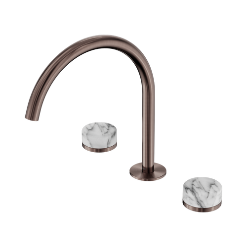 Serenity Bath or Kitchen Set Arc Spout with Arabescato Corchia Handle Brushed Bronze [309255]