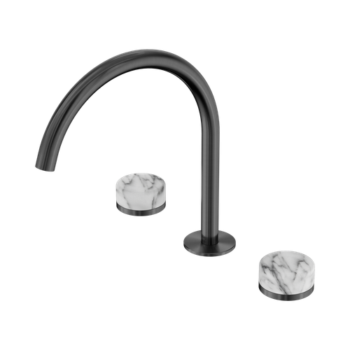 Serenity Bath or Kitchen Set Arc Spout with Arabescato Corchia Handle Gunmetal [309231]