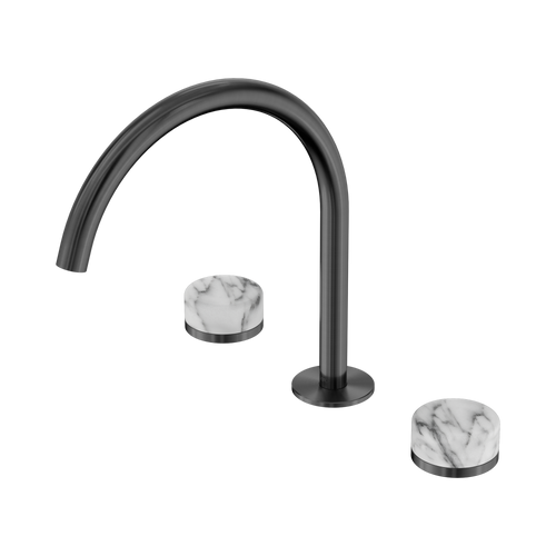 Serenity Bath or Kitchen Set Arc Spout with Arabescato Corchia Handle Gunmetal [309231]