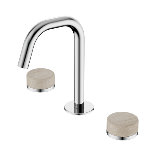 Serenity Basin Set Edge Spout with Rome Travertine Handle Chrome [309071]