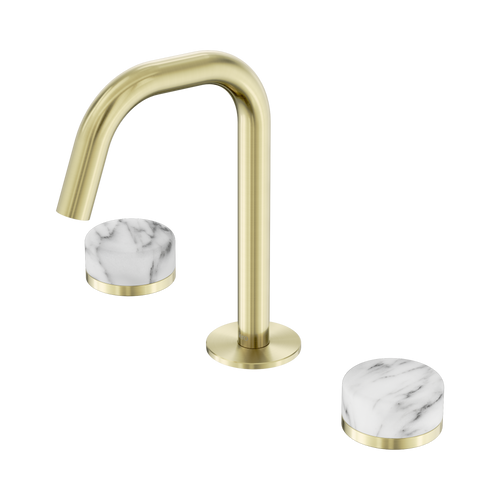 Serenity Basin Set Edge Spout with Arabescato Corchia Handle Brushed Gold [308968]