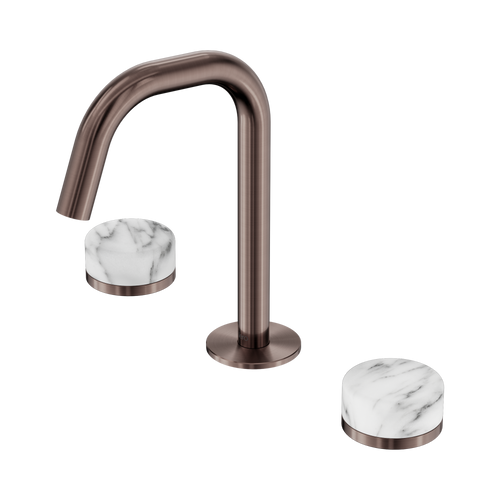 Serenity Basin Set Edge Spout with Arabescato Corchia Handle Brushed Bronze [309087]