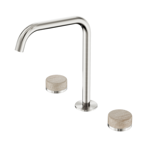Serenity Bath or Kitchen Set Edge Spout with Rome Travertine Handle Brushed Nickel [309171]