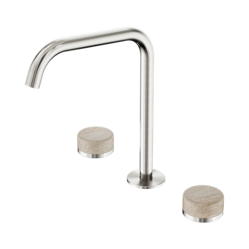 Serenity Bath or Kitchen Set Edge Spout with Rome Travertine Handle Brushed Nickel [309171]