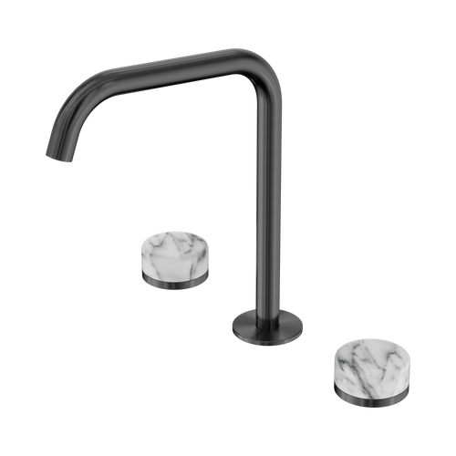Serenity Bath or Kitchen Set Edge Spout with Arabescato Corchia Handle Gunmetal [308961]