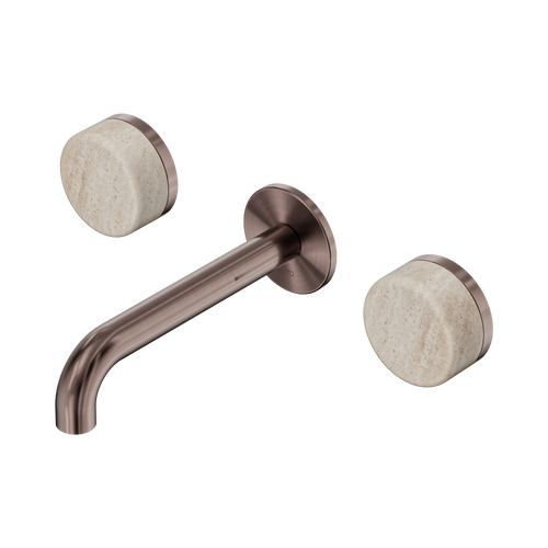 Serenity Wall Basin Set 160mm Spout with Rome Travertine Handle Brushed Bronze [309014]