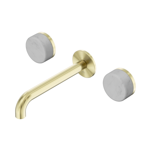 Serenity Wall Basin Set 185mm Spout with Carrara Handle Brushed Gold [309264]