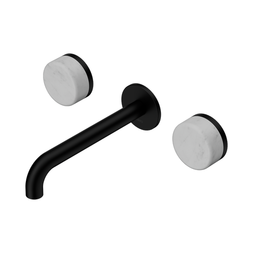 Serenity Wall Basin Set 185mm Spout with Carrara Handle Matte Black [309009]