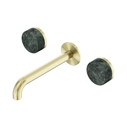 Serenity Wall Basin Set 185mm Spout with Verde Alpi Handle Brushed Gold [309257]