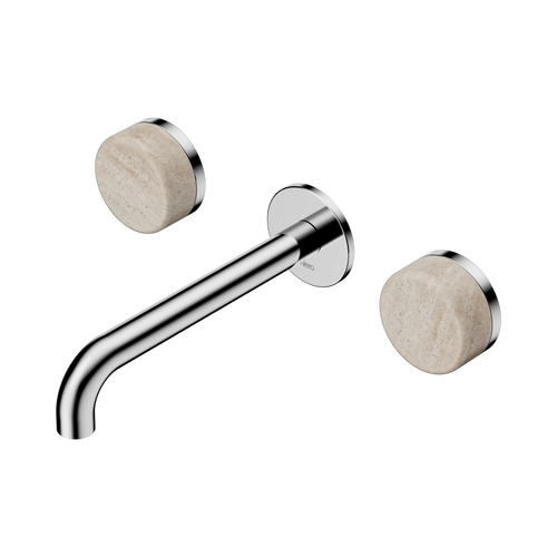 Serenity Wall Basin Set 185mm Spout with Rome Travertine Handle Chrome [309064]