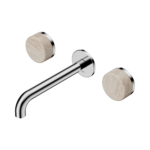 Serenity Wall Basin Set 185mm Spout with Rome Travertine Handle Chrome [309064]