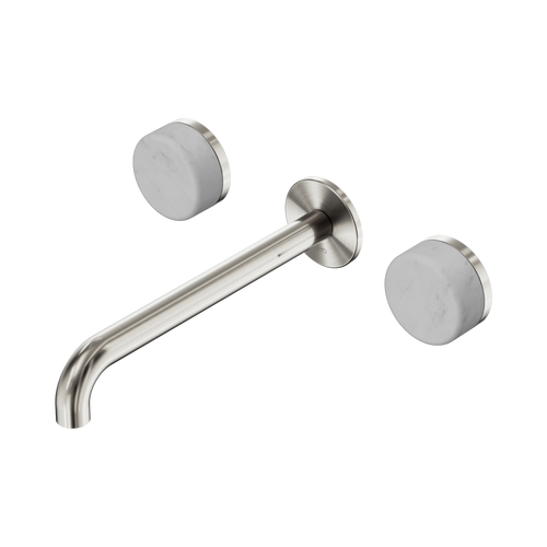 Serenity Wall Basin Set 220mm Spout with Carrara Handle Brushed Nickel [309026]