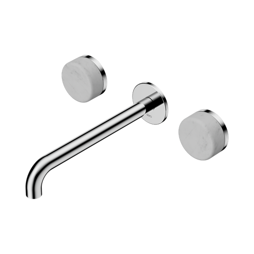 Serenity Wall Basin Set 220mm Spout with Carrara Handle Chrome [309159]