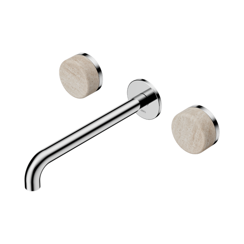 Serenity Wall Basin Set 220mm Spout with Rome Travertine Handle Chrome [309151]