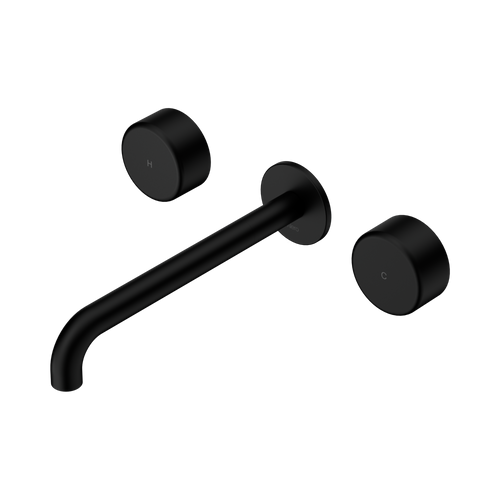 Serenity Wall Basin Set 220mm Spout with Metal Handle Matte Black [309156]