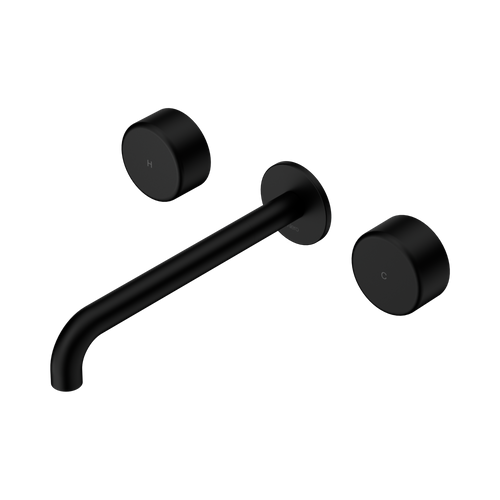 Serenity Wall Basin Set 220mm Spout with Metal Handle Matte Black [309156]