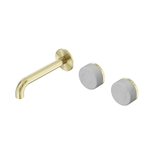 Serenity Wall Basin Set 160mm Offset Spout with Carrara Handle Brushed Gold [308992]
