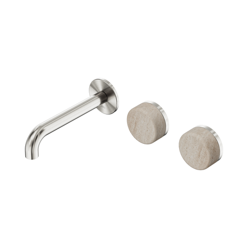 Serenity Wall Basin Set 160mm Offset Spout with Rome Travertine Handle Brushed Nickel [308875]