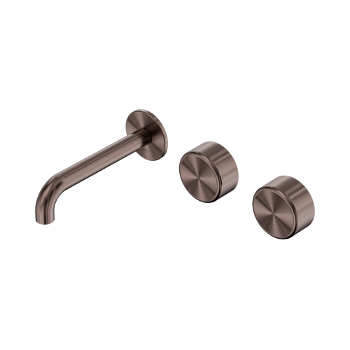 Serenity Wall Basin Set 160mm Offset Spout with Metal Handle Brushed Bronze [309236]