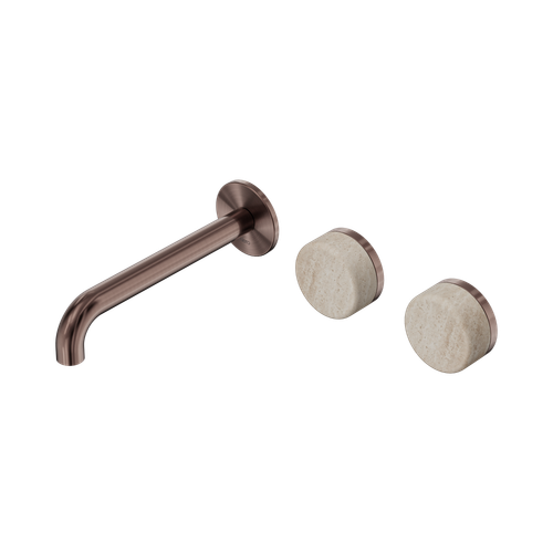 Serenity Wall Basin Set 185mm Offset Spout with Rome Travertine Handle Brushed Bronze [309210]