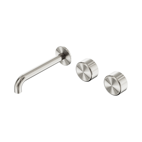 Serenity Wall Basin Set 185mm Offset Spout with Metal Handle Brushed Nickel [308938]